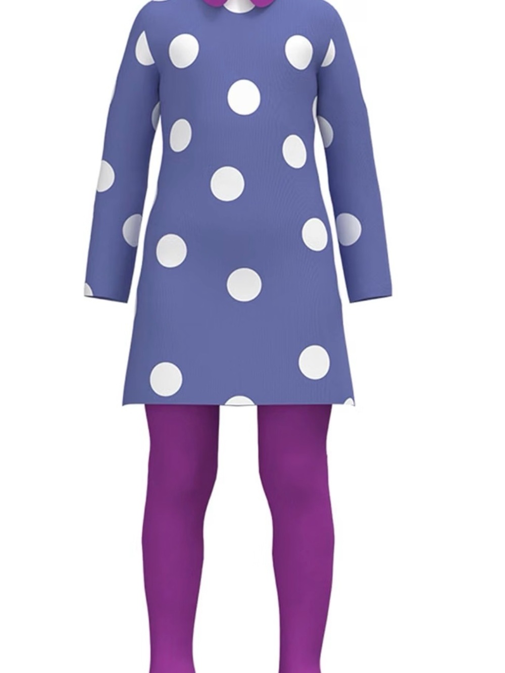 Women/ Girls Long Sleeves A-line Shape Dress with Pants 2 Pieces Polka Dots S/M